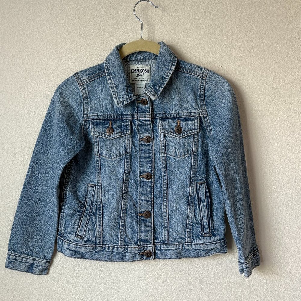 Oshkosh B'gosh Kids Turcker Denim Jean Jacket Size 10 Light Wash Blue Boys Girls